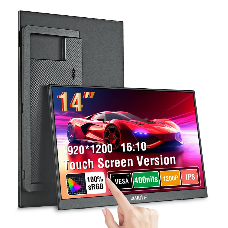 14-inch Portable Touch Monitor Optional Non-Touch 16:10 400cd/m2 Gaming Computer Expand Screen for XBox PS4/5 Switch Laptop