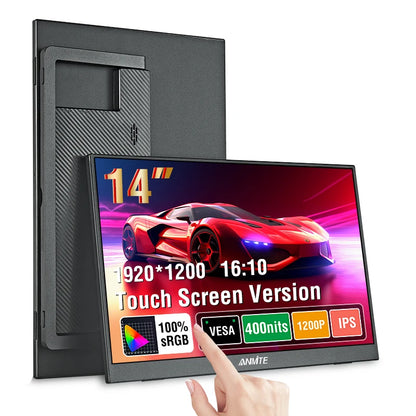 14-inch Portable Touch Monitor Optional Non-Touch 16:10 400cd/m2 Gaming Computer Expand Screen for XBox PS4/5 Switch Laptop