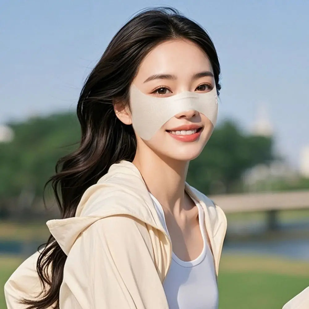 Summer Elastic Ice Silk Mask, UV Protection, Thin Eye Patches, Solid Color Sun Protection Veil, Riding Golf Face Mask