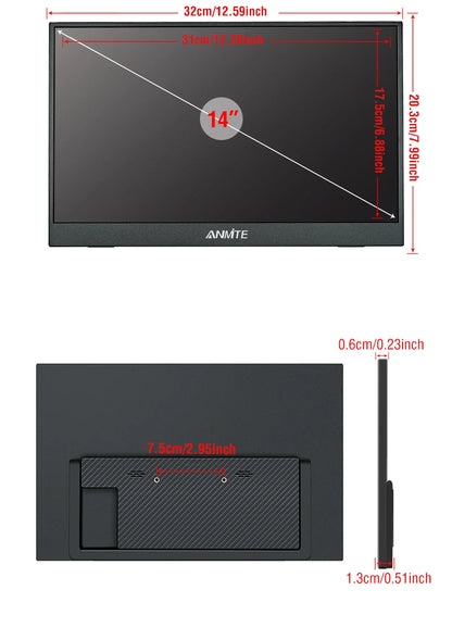 14-inch Portable Touch Monitor Optional Non-Touch 16:10 400cd/m2 Gaming Computer Expand Screen for XBox PS4/5 Switch Laptop