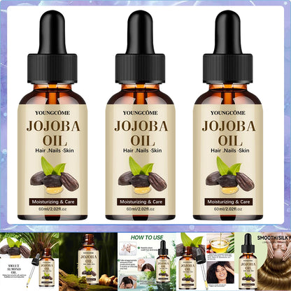 Aceite de jojoba orgánico, aceite hidratante puro para rostro, cabello, piel y uñas |   Relaxador de cabello con aceite portador sin hexano prensado en frío natural