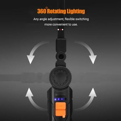 Portable COB LED Lantern, USB Rechargeable Work Light, Magnetic Hanging Lamp with Built-in Battery, Camping Flashlight