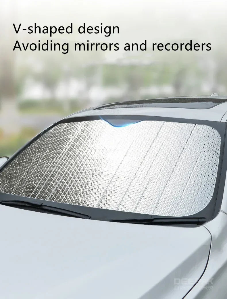Foldable Car Windshield Sunshade, Visor Cover, Block Reflector, Portable, Breathable, Anti UV Protector, Free Screen, 140cm
