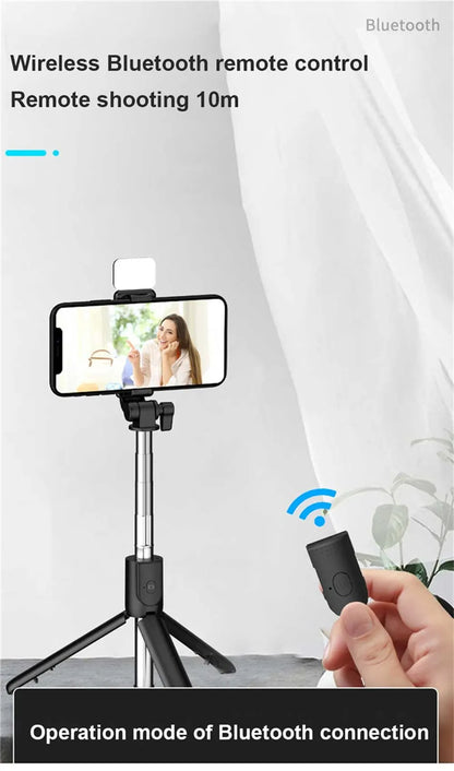 New Bluetooth Selfie Stick, Mobile Phone Holder, Multifunctional Portable Retractable Mini Tripod with Wireless Remote Shutter