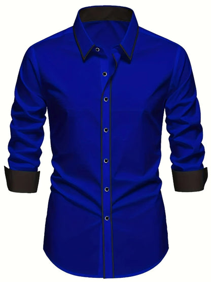 2025 nueva camisa de retazos para hombre, moda de lujo, manga larga, inteligente, informal, esmoquin para las cuatro estaciones, camisas microelásticas para hombre
