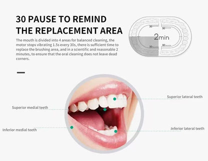 Cepillo de dientes eléctrico ultrasónico, modo de seis velocidades, pelo suave para el hogar, carga USB, limpiador de dientes impermeable para adultos, juego automático para parejas