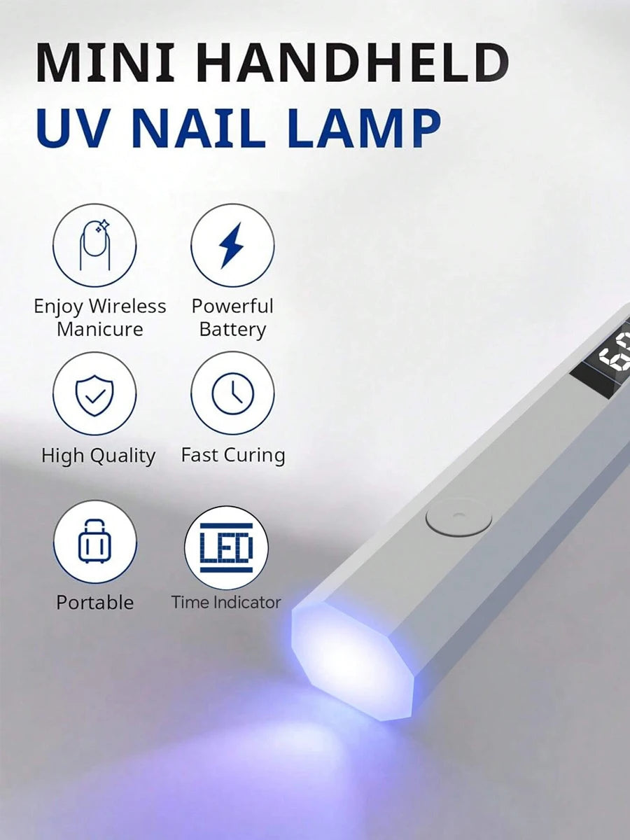LINMANDA Mini Handheld UV Nail Light for Gel Nails Portable UV Nail Lamp Rechargeable LED Nail Lamp for Nails Desktop Holder for Nail Art