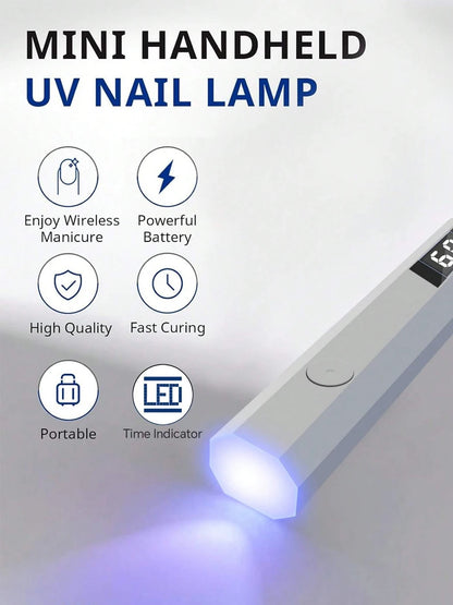 LINMANDA Mini Handheld UV Nail Light for Gel Nails Portable UV Nail Lamp Rechargeable LED Nail Lamp for Nails Desktop Holder for Nail Art