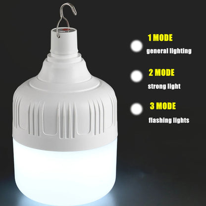 Bombilla LED Portátil Recargable USB con Gancho | 4 Modos, Alta Potencia para Camping y Exteriores