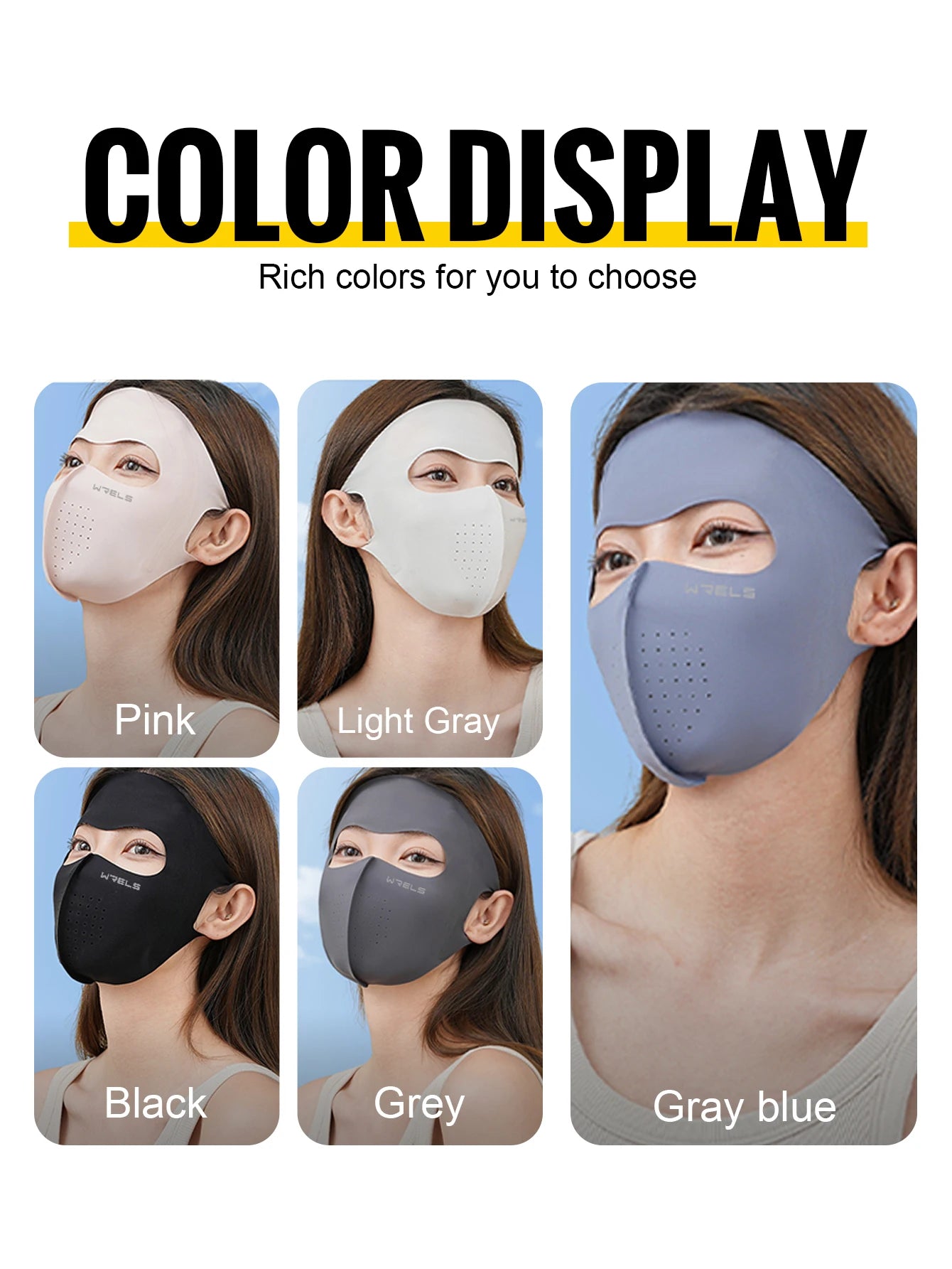WRELS UV Protection Mask Ice Silk Sun Protection Mask Lightweight Breathable Cyclist Face Mask Anti-UV 400 Face Mask for Men and Women