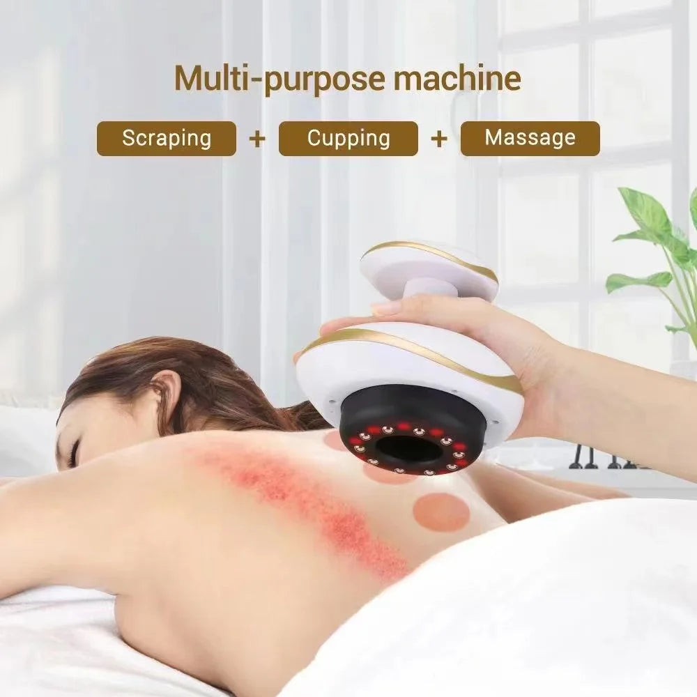 Masaje de raspado eléctrico, masajeador corporal con ventosas, latas de vacío, ventosa, calefacción corporal, espalda, cuello, brazo, masajeador Guasha
