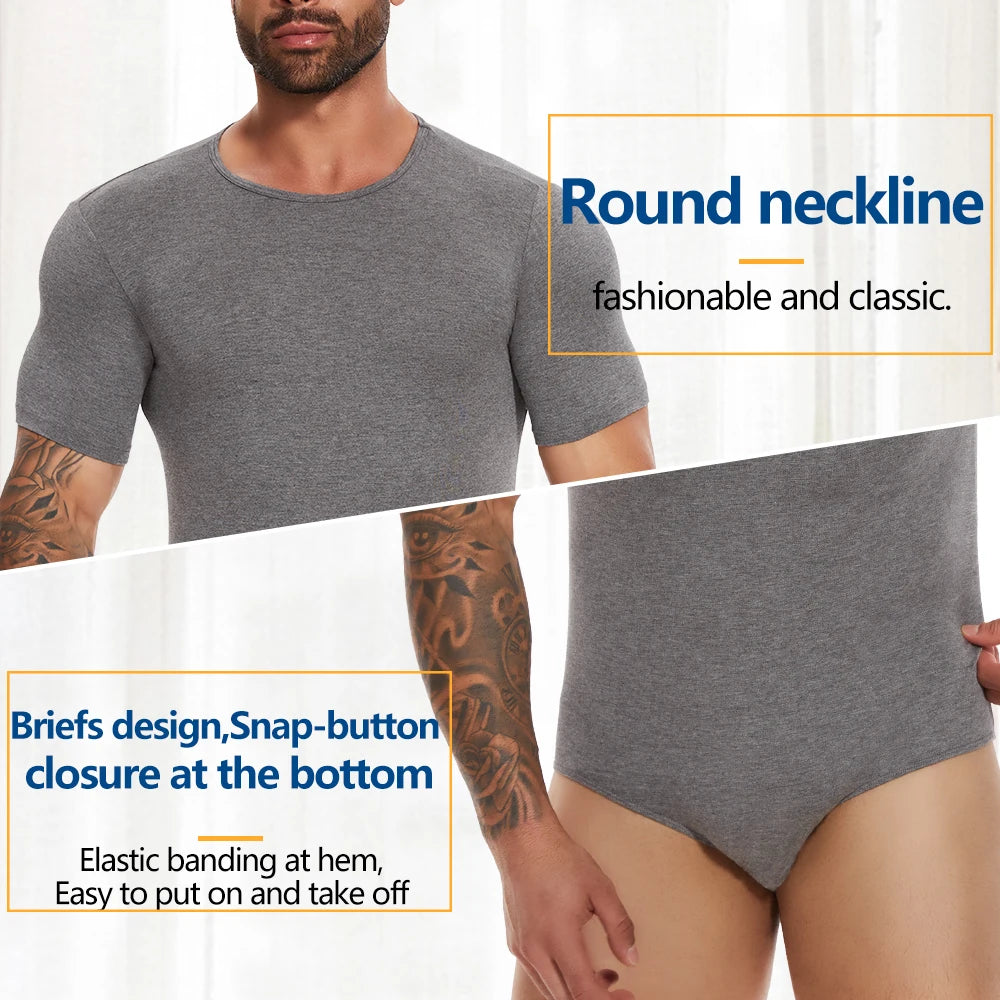Body Moldeador de Manga Corta para Hombre – Control de Barriga y Entrenador de Cintura