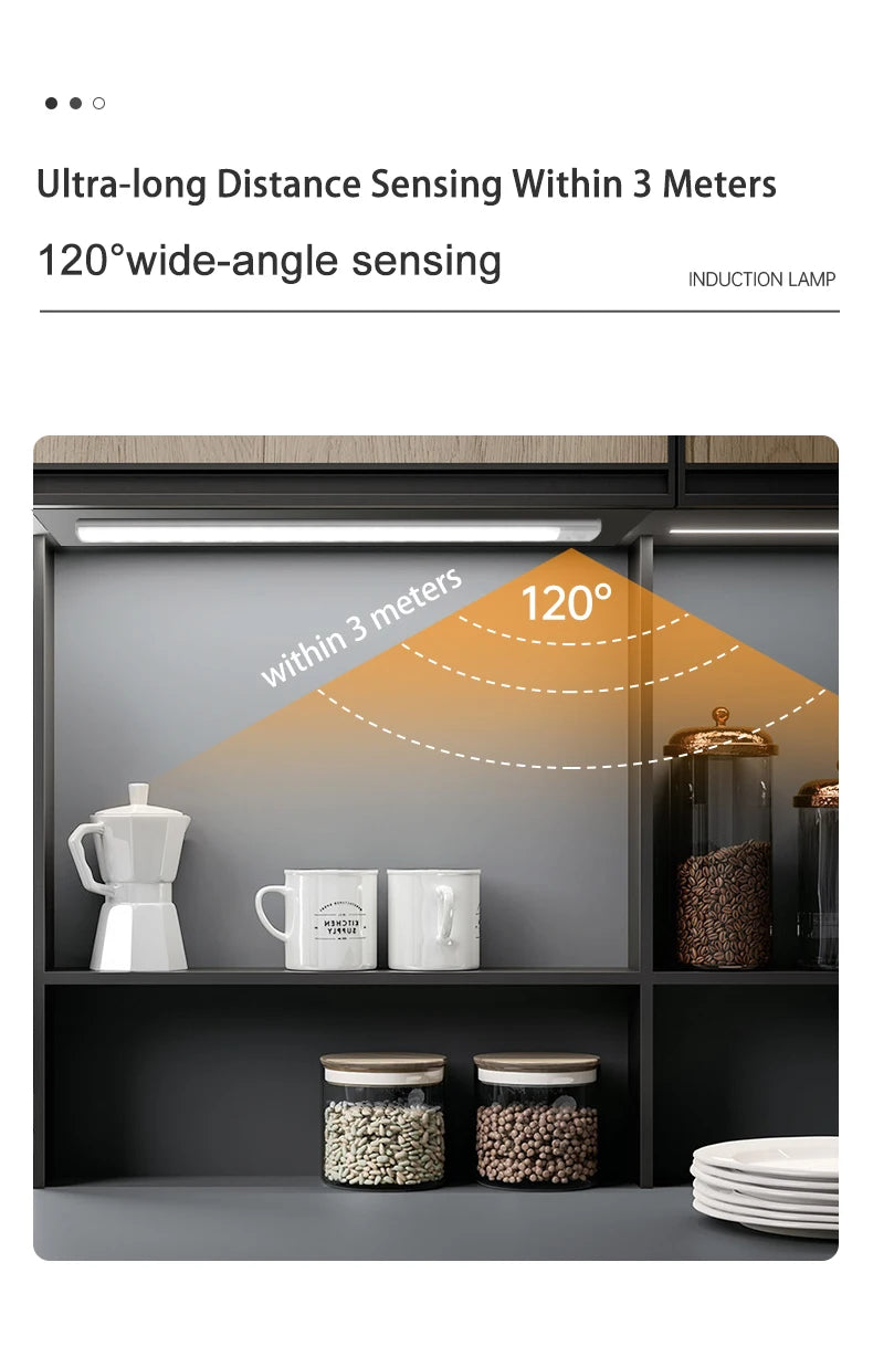 Wireless LED Night Light with Motion Sensor, USB Rechargeable Night Lamp for Wardrobe, Under Cabinet Lighting for Kitchen