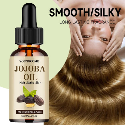 Aceite de jojoba orgánico, aceite hidratante puro para rostro, cabello, piel y uñas |   Relaxador de cabello con aceite portador sin hexano prensado en frío natural