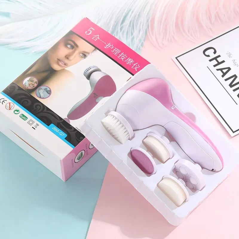5-in-1 Electric Facial Cleanser, Facial Cleansing Brush, Washing Machine, Spa, Skincare, Massager, Blackheads, Facial Cleansing Tools