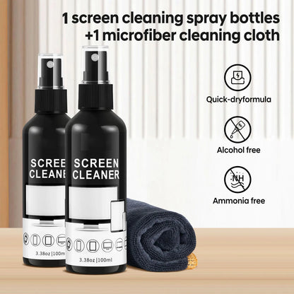 Kit de Limpieza de Pantallas - Spray Limpiador de Vidrio y Paño de Microfibra, Apto para una Variedad de Vidrios, Lentes de Cámara