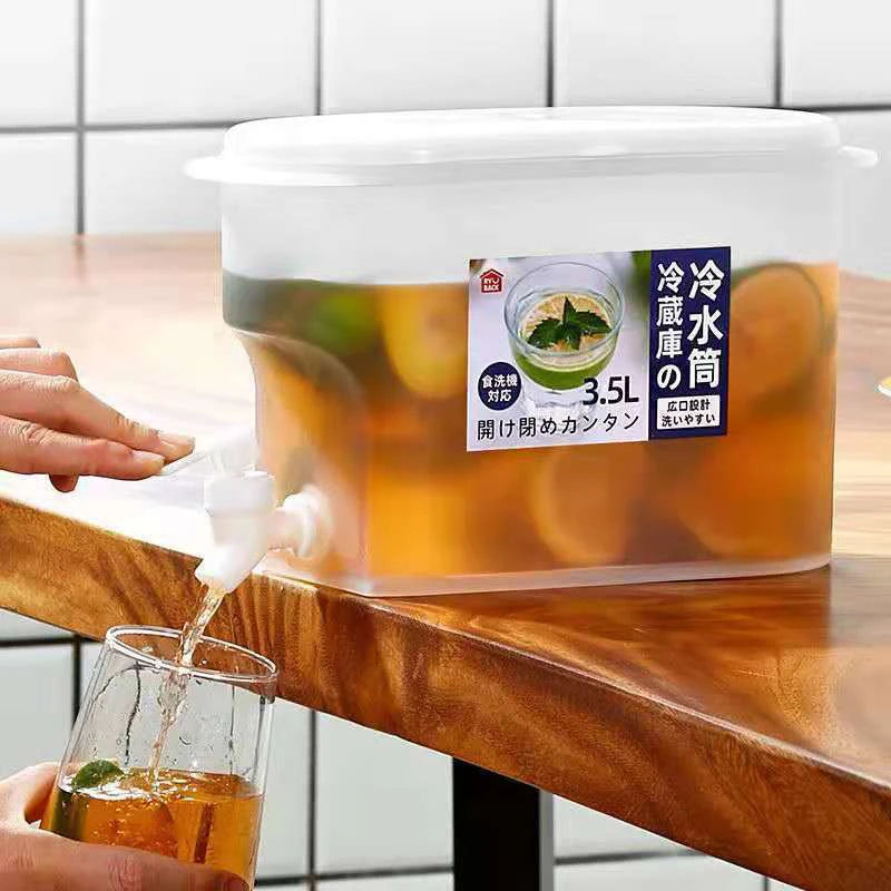 3.5L Water Dispenser with Spigot, Cold Juice Lemonade Beverage Bucket, Liquid Storage Tank, Refrigerator Organizers for Outdoor