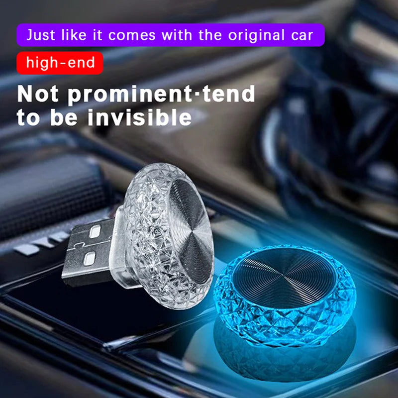 Portable USB Car Ambient Light, Mini LED Decorative Car Interior Atmosphere Lamps, Ambient Light, Computer Light, Plug & Play