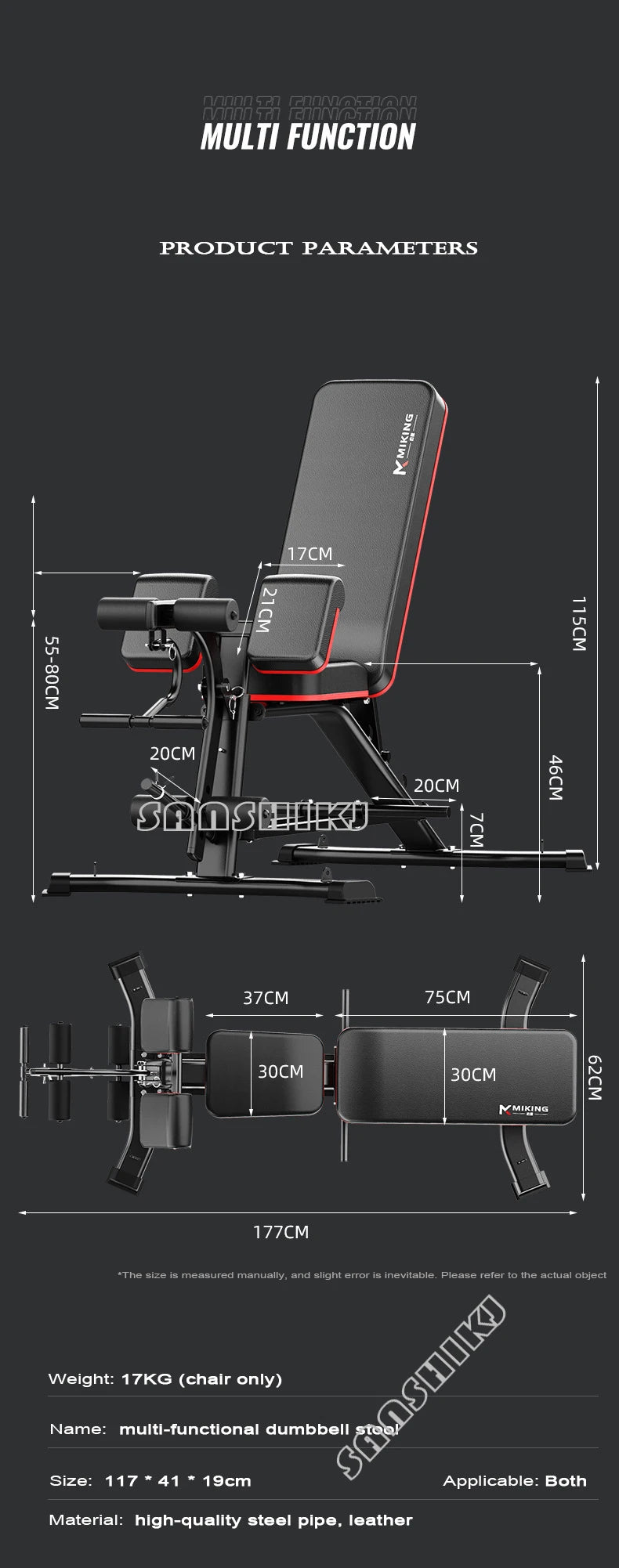 Banco Multifunción de Pesas y Fitness | Silla Romana, Curl de Bíceps, Abdominales | 300 kg