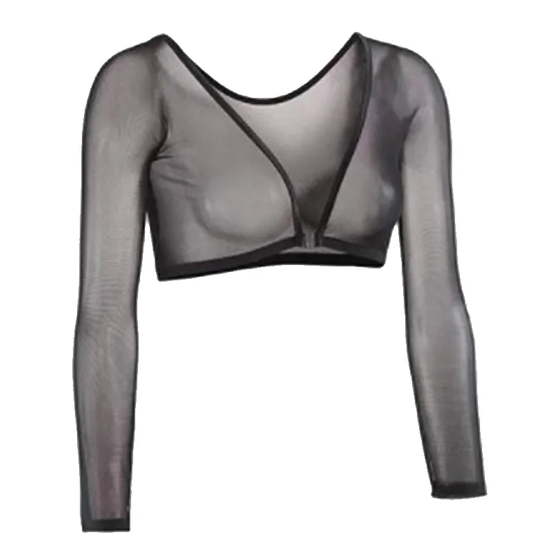Women's 3XL Arm Shaper, Seamless Mesh Side Shapewear, Slimming Crop Top, Tops Blouses, White Black Skin