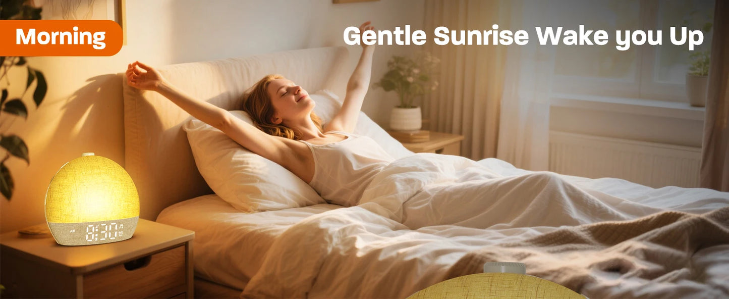 Despertador con Luz de Amanecer | 30 Sonidos, Luz RGB y Temporizador