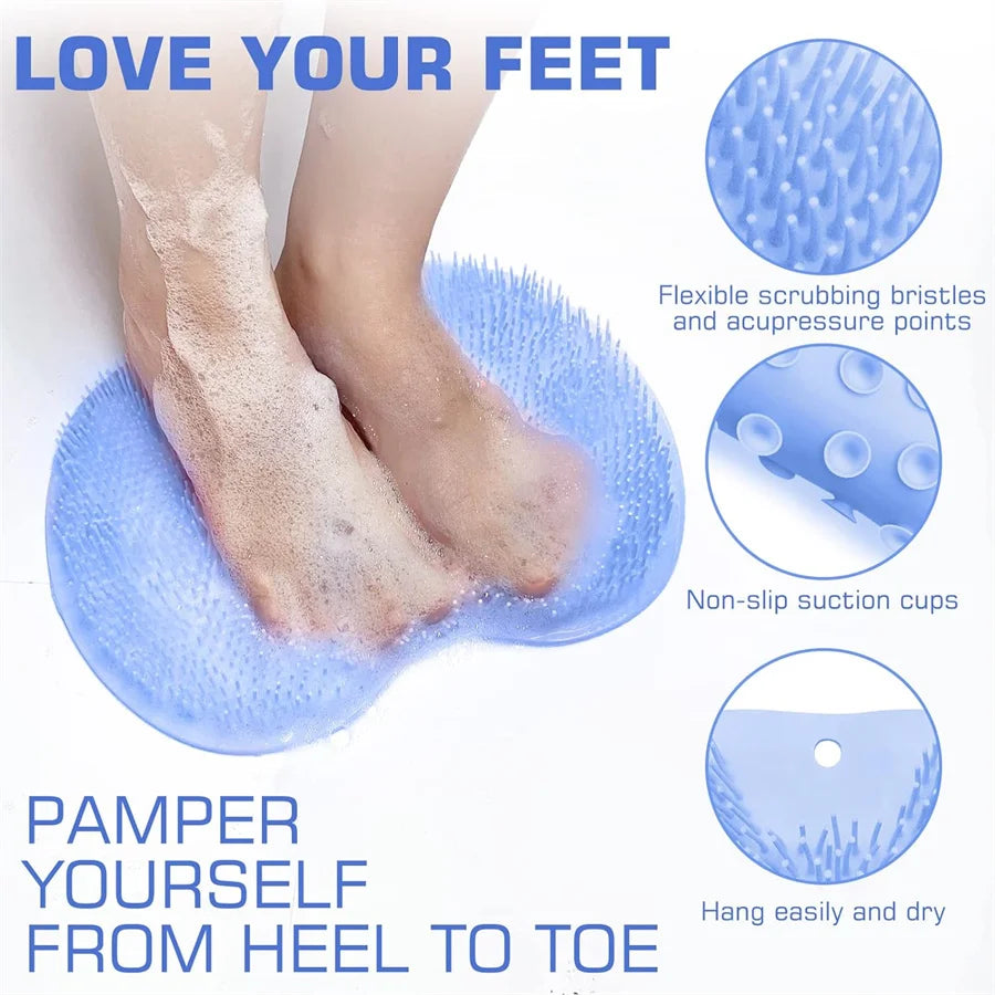 Tapete limpiador de pies para ducha, lavadora de espalda, almohadilla de baño exfoliante, ventosas deslizantes montadas en la pared para uso en hombres y mujeres limpiadores