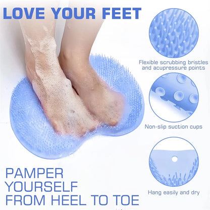 Tapete limpiador de pies para ducha, lavadora de espalda, almohadilla de baño exfoliante, ventosas deslizantes montadas en la pared para uso en hombres y mujeres limpiadores