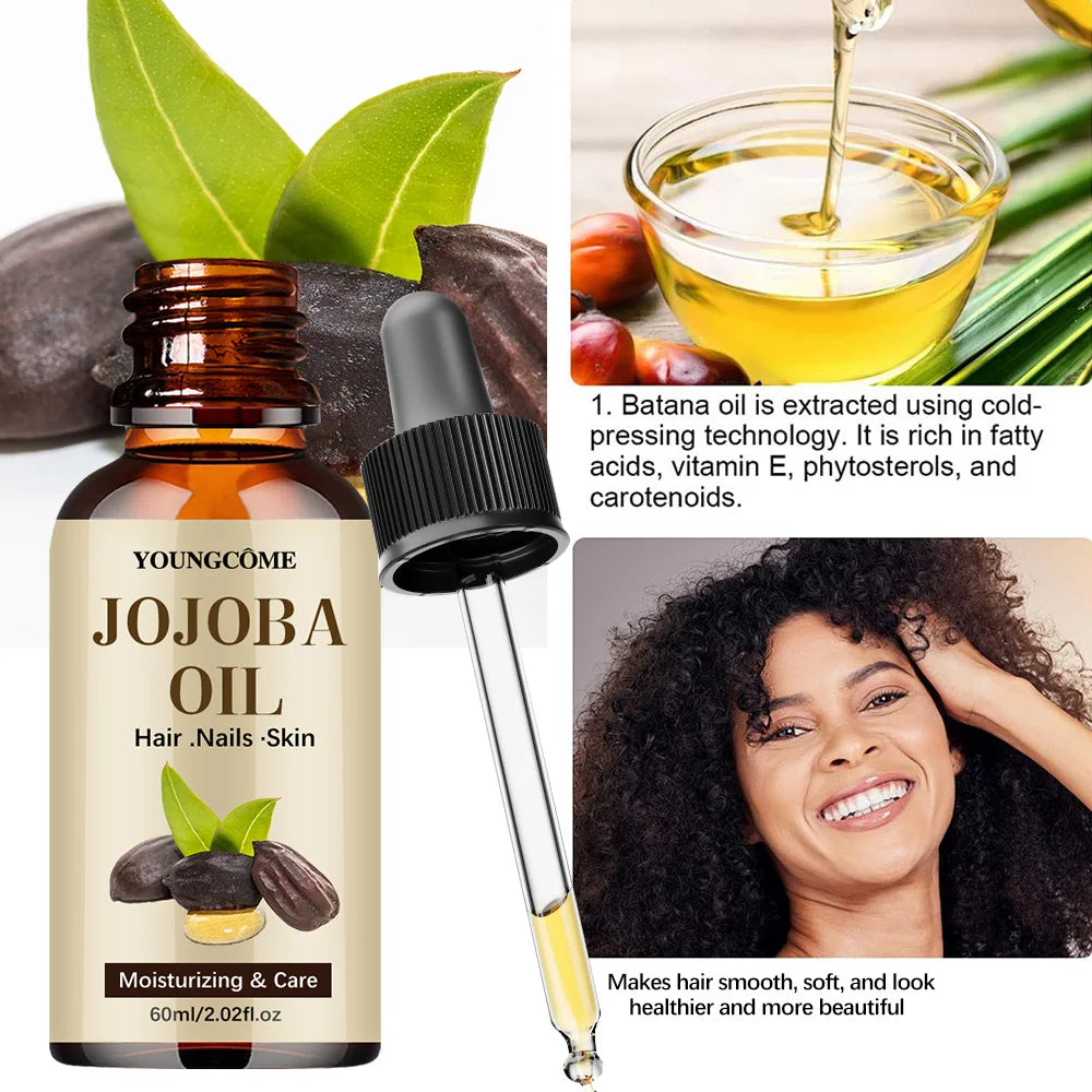 Aceite de jojoba orgánico, aceite hidratante puro para rostro, cabello, piel y uñas |   Relaxador de cabello con aceite portador sin hexano prensado en frío natural