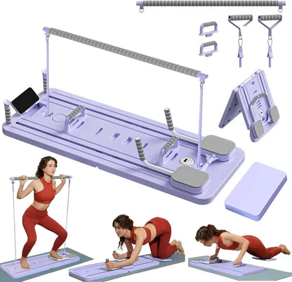 Multifunctional Pilates Board, Abdominal Exercise Board, Resistance Bands for Fitness, Leg, Arm and Back Training for Home and Office