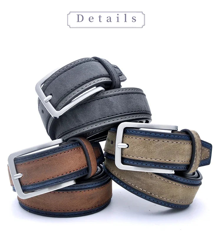 Cinturón de Moda para Hombre – Estilo Casual Lujoso, 3 Colores, Tallas 110-130 cm