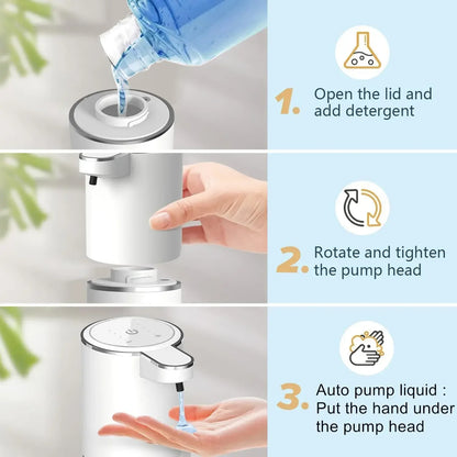 Dispensador automático de jabón líquido/Foma, dispensador eléctrico sin contacto, recargable por USB con sensor infrarrojo para baño, cocina