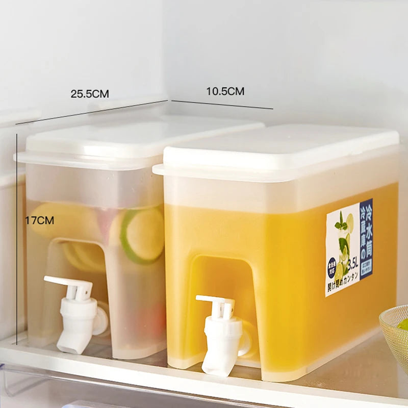 3.5L Water Dispenser with Spigot, Cold Juice Lemonade Beverage Bucket, Liquid Storage Tank, Refrigerator Organizers for Outdoor