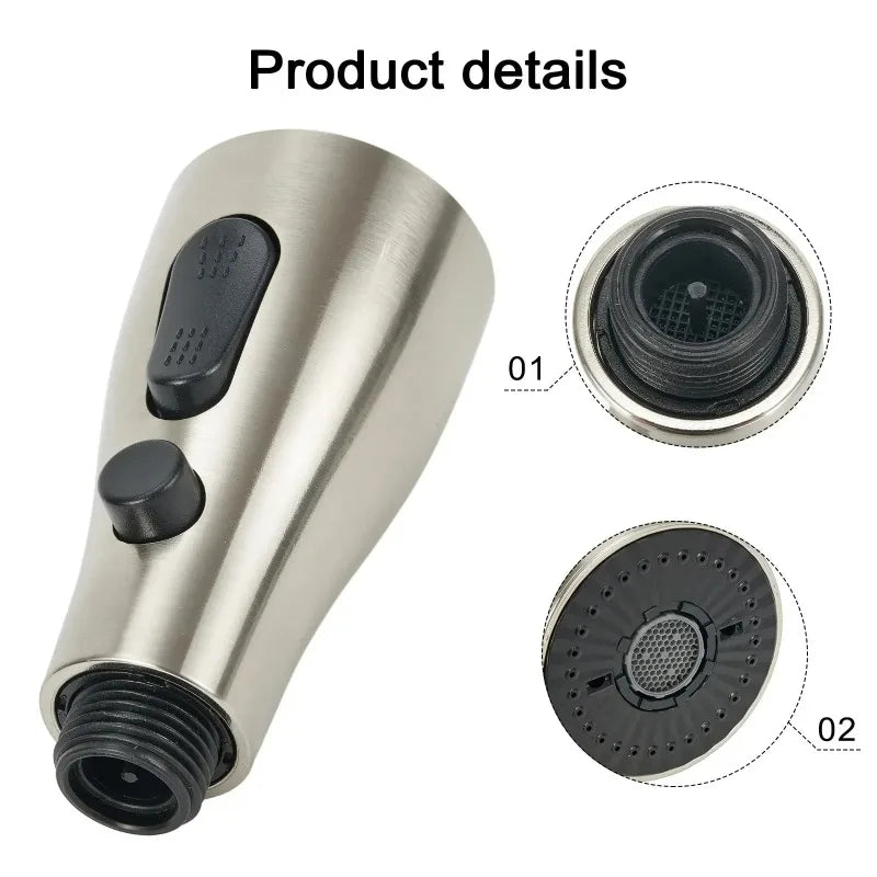 Boquilla rociadora para grifo extraíble de cocina, conexión de 1/2 ", 3 modos, ABS, ahorro de agua, lavabo de baño, cabezal rociador de ducha