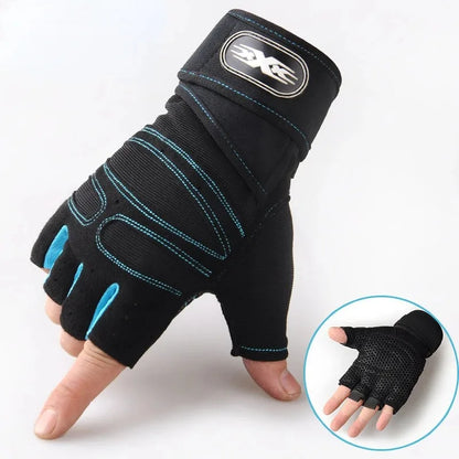 Guantes de Gimnasio Unisex con Soporte de Muñeca – Medio Dedo para Pesas, Ciclismo y Culturismo