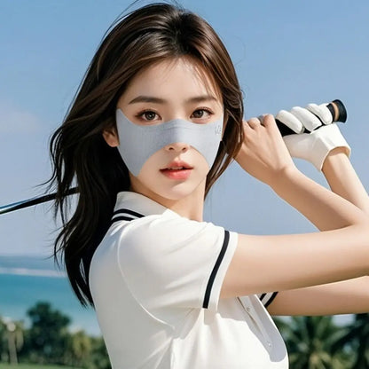Summer Elastic Ice Silk Mask, UV Protection, Thin Eye Patches, Solid Color Sun Protection Veil, Riding Golf Face Mask