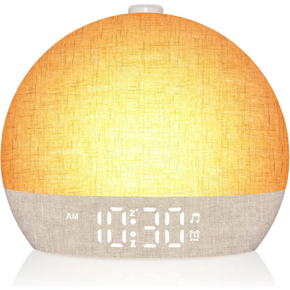 Despertador con Luz de Amanecer | 30 Sonidos, Luz RGB y Temporizador