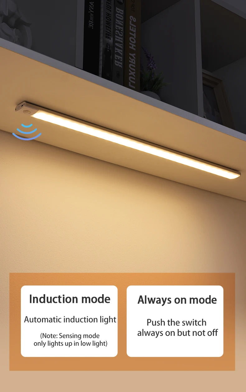 Wireless LED Night Light with Motion Sensor, USB Rechargeable Night Lamp for Wardrobe, Under Cabinet Lighting for Kitchen
