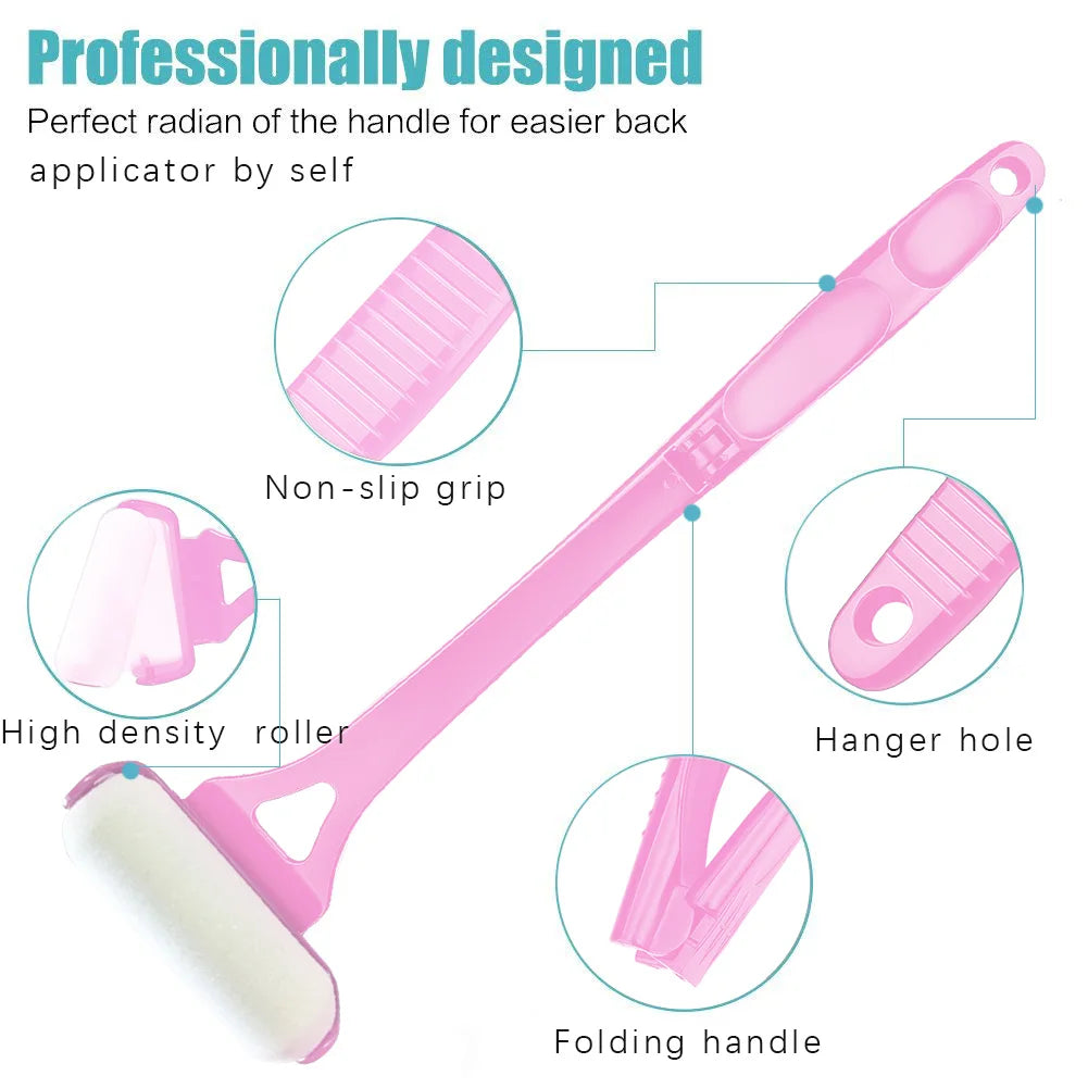 Aplicador de Loción y Protector Solar para Espalda – Mango Largo Plegable con 2 Cabezales