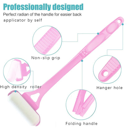 Aplicador de Loción y Protector Solar para Espalda – Mango Largo Plegable con 2 Cabezales