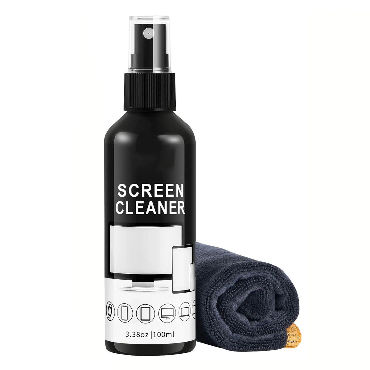 Kit de Limpieza de Pantallas - Spray Limpiador de Vidrio y Paño de Microfibra, Apto para una Variedad de Vidrios, Lentes de Cámara