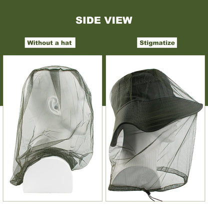 1 unidad de malla Ultra grande y larga con agujeros Extra finos, mosquitera suave y duradera, mosquitera Premium, Protector facial para cabeza de insecto, gorra para acampar