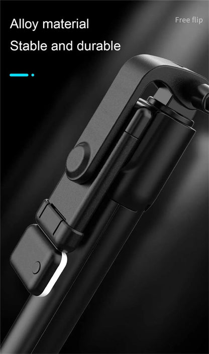 Portable tripod support with Bluetooth Selfie stick, fill light with remote shutter, extendable wireless remote retractable phone holder