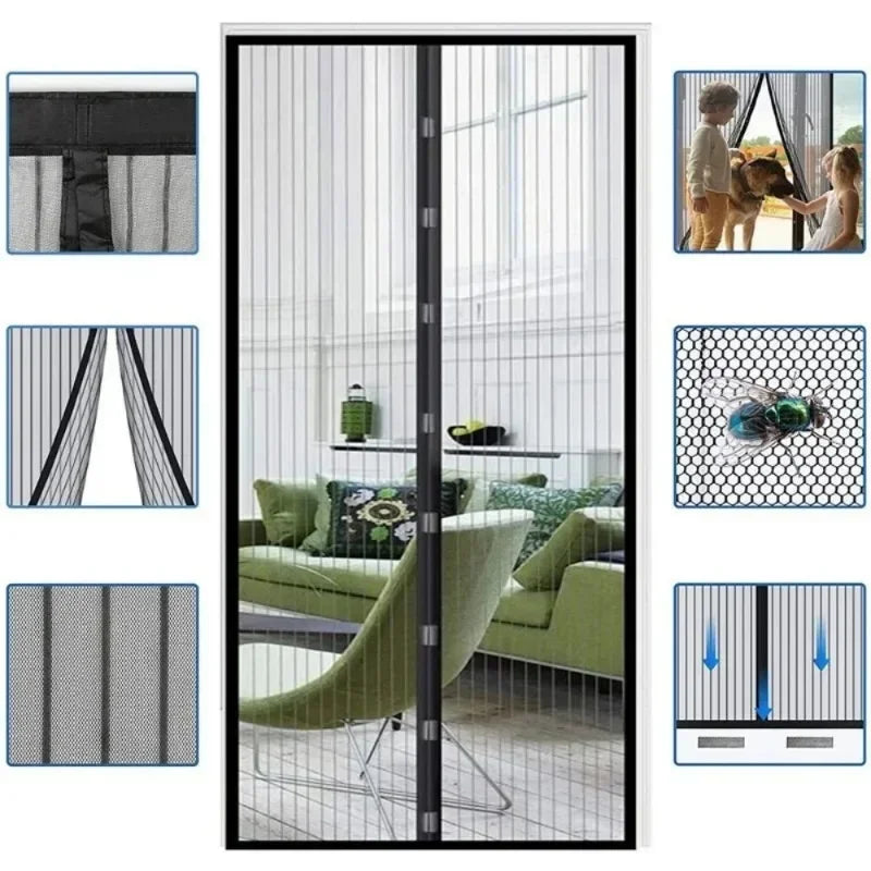 Window mosquito net, self-closing magnetic screen door, home ventilation curtains