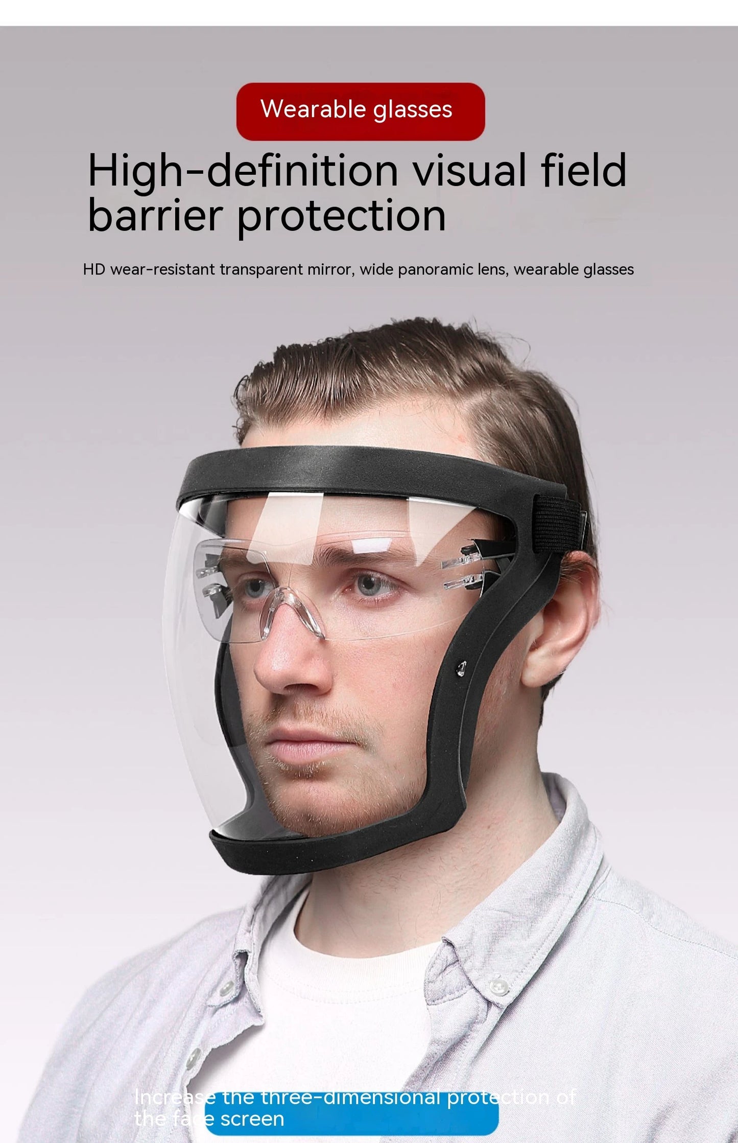 Transparent Face Shield for Work, Anti-fog Oil-proof Full Face Mask for Kitchen