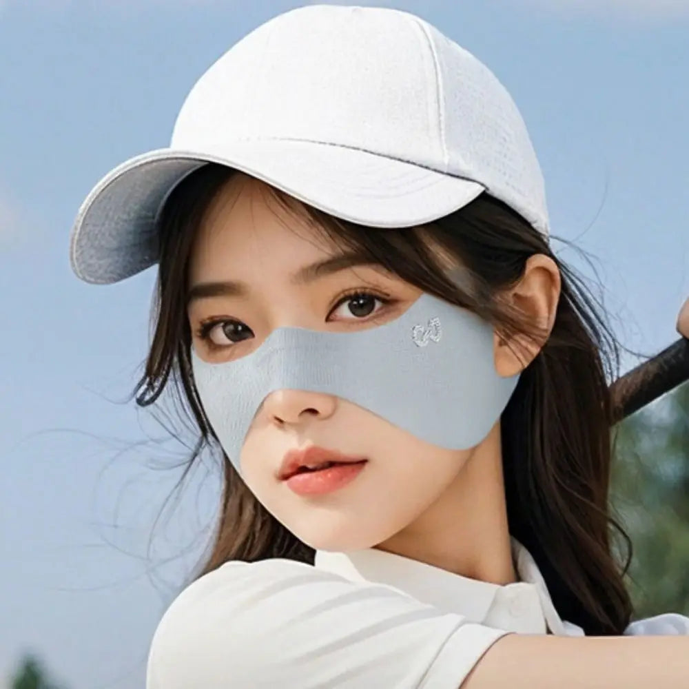 Summer Elastic Ice Silk Mask, UV Protection, Thin Eye Patches, Solid Color Sun Protection Veil, Riding Golf Face Mask