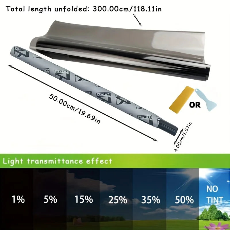 Láminas negras para ventana de coche VLT de 3M x 50CM, película tintada para ventana de casa, Protector Solar UV, películas adhesivas, caja de palo de algodón perlado PAC