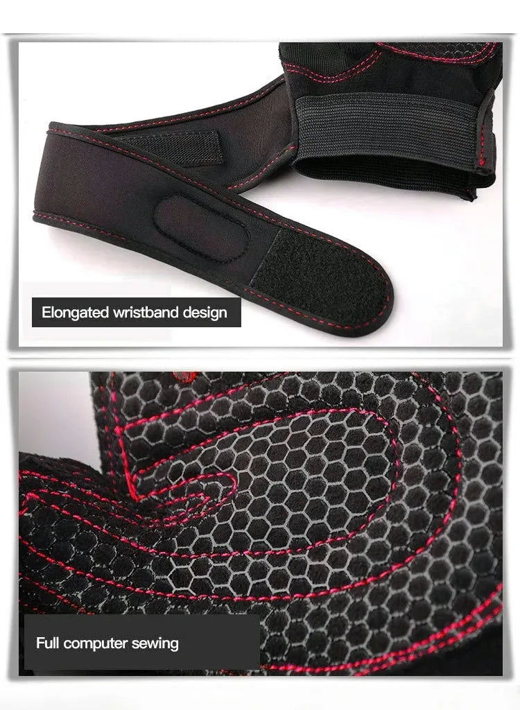 Guantes de Gimnasio Unisex con Soporte de Muñeca – Medio Dedo para Pesas, Ciclismo y Culturismo