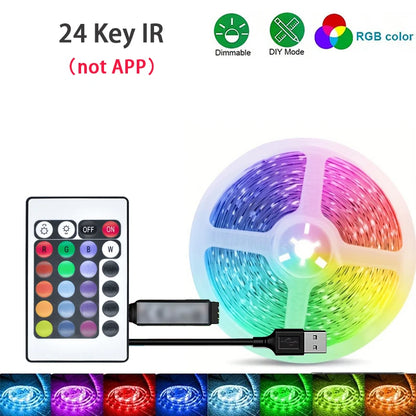 Tira de Luces LED RGB con Control por App – 1M a 40M, USB 5V, Multicolor para Habitación
