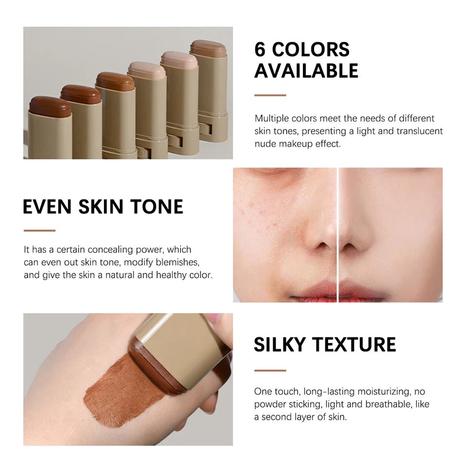 Base en Barra Bálsamo 6 Colores – Alta Cobertura, Hidratante con 7 Ingredientes Activos 18g