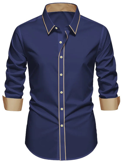 2025 nueva camisa de retazos para hombre, moda de lujo, manga larga, inteligente, informal, esmoquin para las cuatro estaciones, camisas microelásticas para hombre